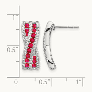Diamond and Ruby Fancy Earrings, 14K White Gold