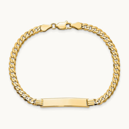 Flat Curb Link ID Bracelet, 14K