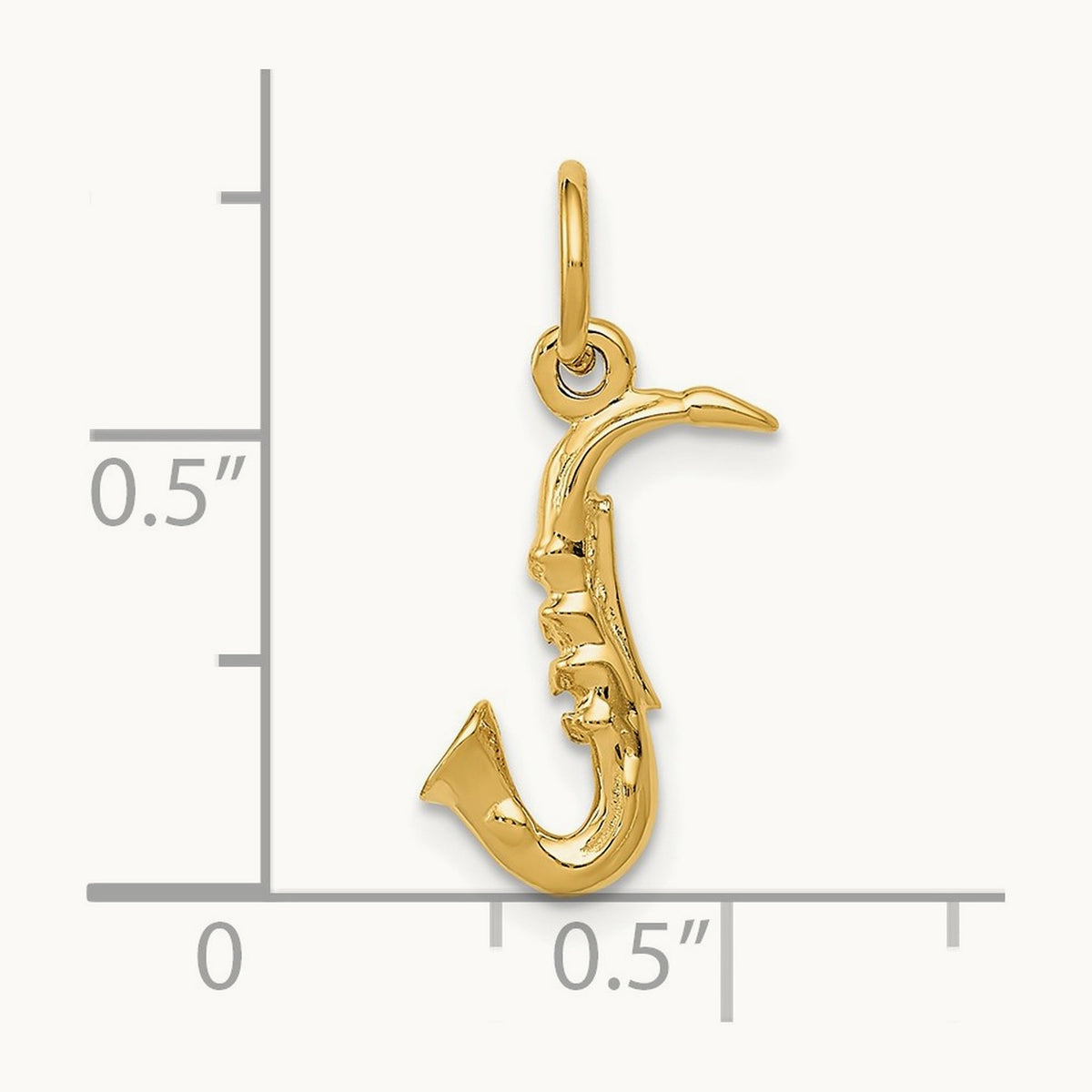 3-D Saxophone Charm, 14K