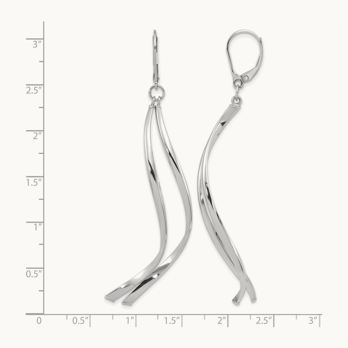 w/ White Rhodium Plating Polished Leverback Earrings, 14K — Leslie's