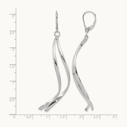 w/ White Rhodium Plating Polished Leverback Earrings, 14K — Leslie's