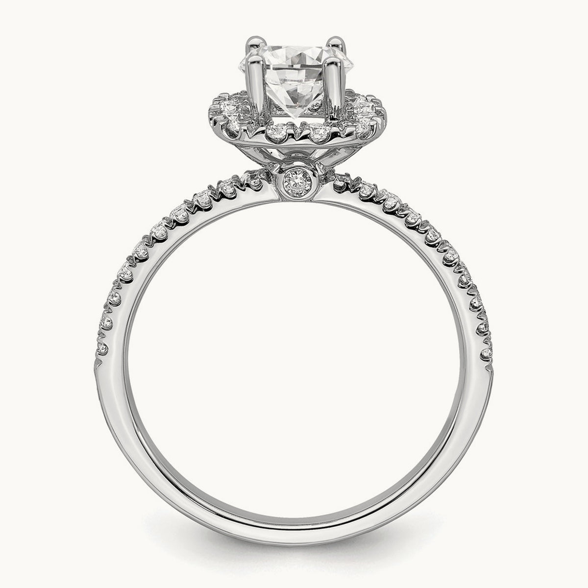 Round Halo Engagement Ring, 0.75-1.00 ct tw Lab-Grown Diamond — 1 ct, 14K White Gold
