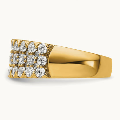 Triple Row Band, 1.50-3.00 ct tw Lab-Grown Diamond — 1 1/2 ct, 14K Yellow Gold, 7