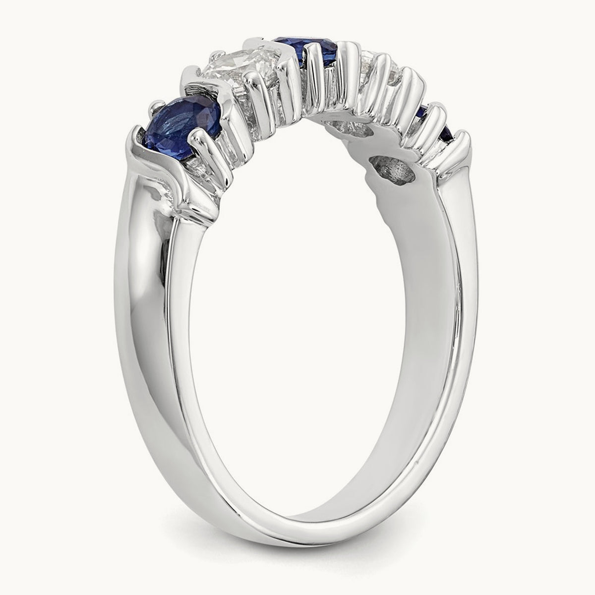 Diamond with Sapphire Band — 14K White Gold, 0.394 ct, 7