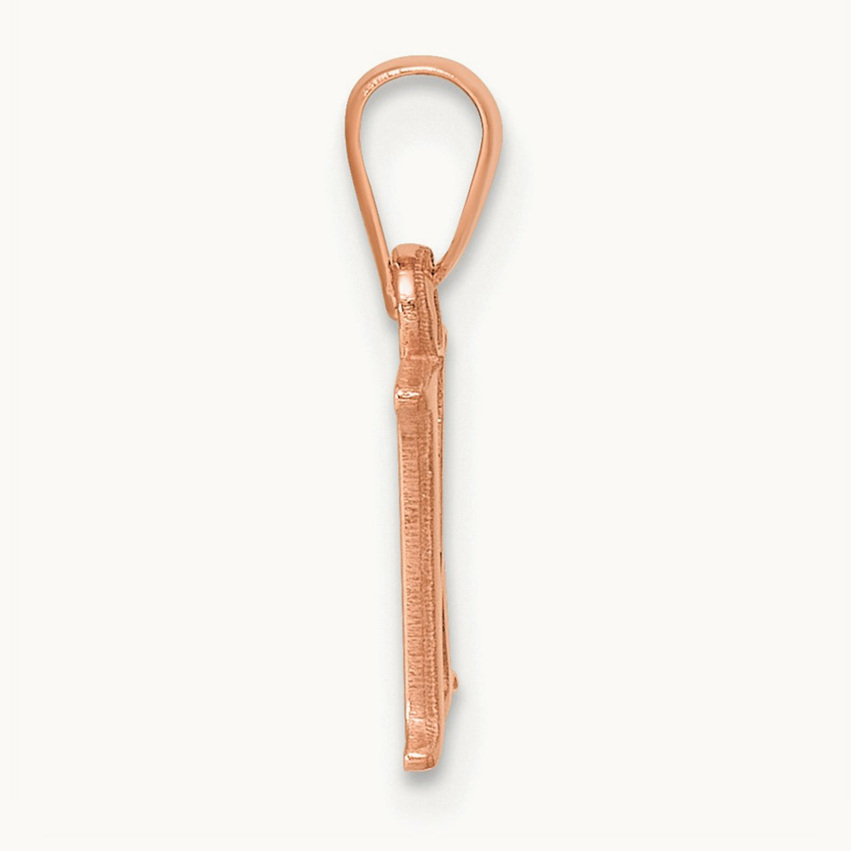 Polished Block Initial Pendant — 14K Rose Gold, K