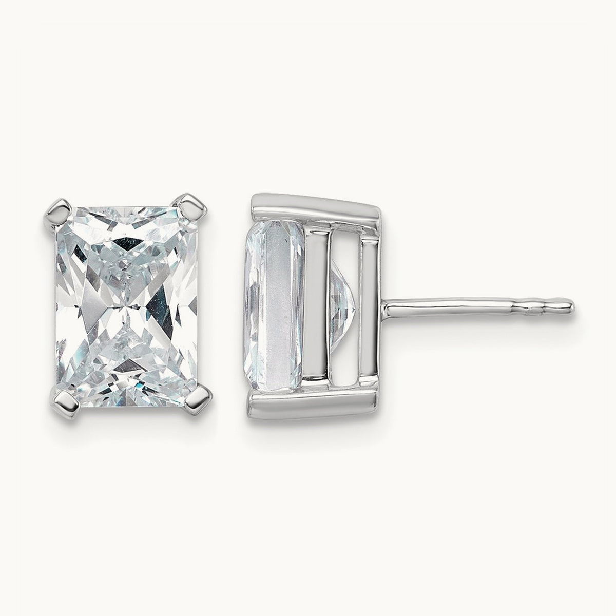 Radiant Four-Prong Stud Earrings, 0.50-6.00 ct tw Lab-Grown Diamond — 5 ct, 14K White Gold