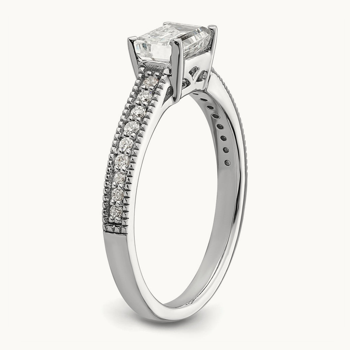 East West Emerald Semi-Mount Engagement Ring — 3/4 ct, 7