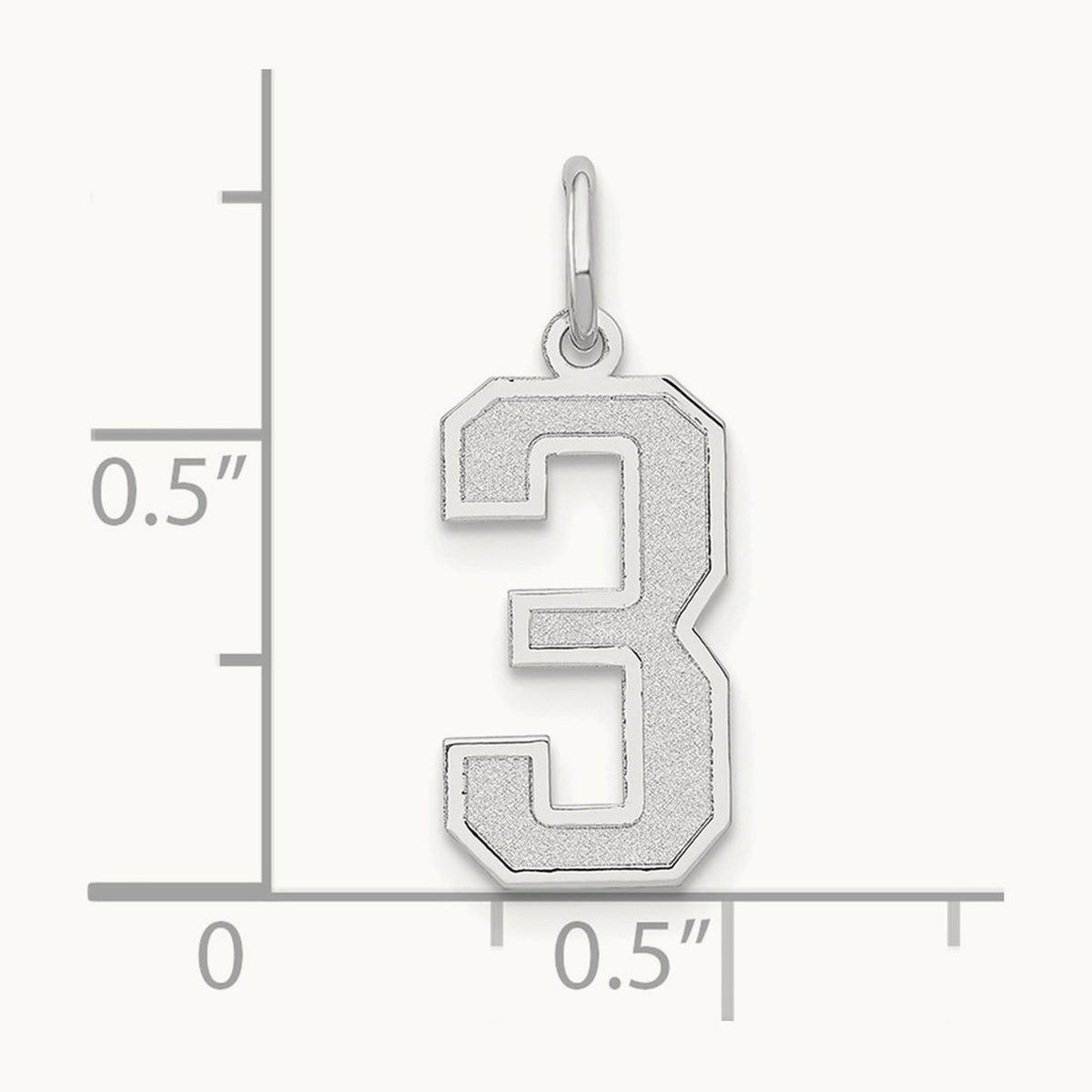 Medium Satin Number 3 Charm — 14K White Gold