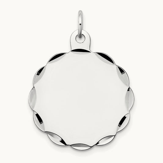 .013 Gauge Engraveable Scalloped Disc Charm — 29mm