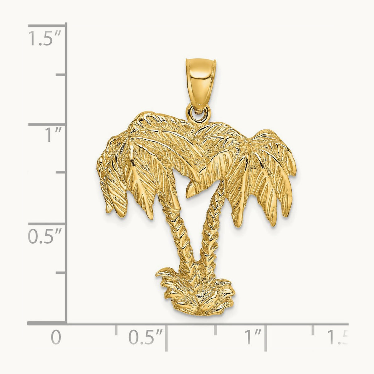2-D Double Palm Tree Charm, 14K