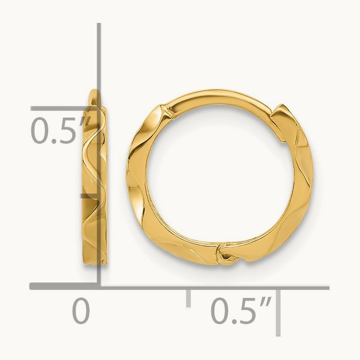 Polished Wavy Hinged Hoop Earrings, 14K