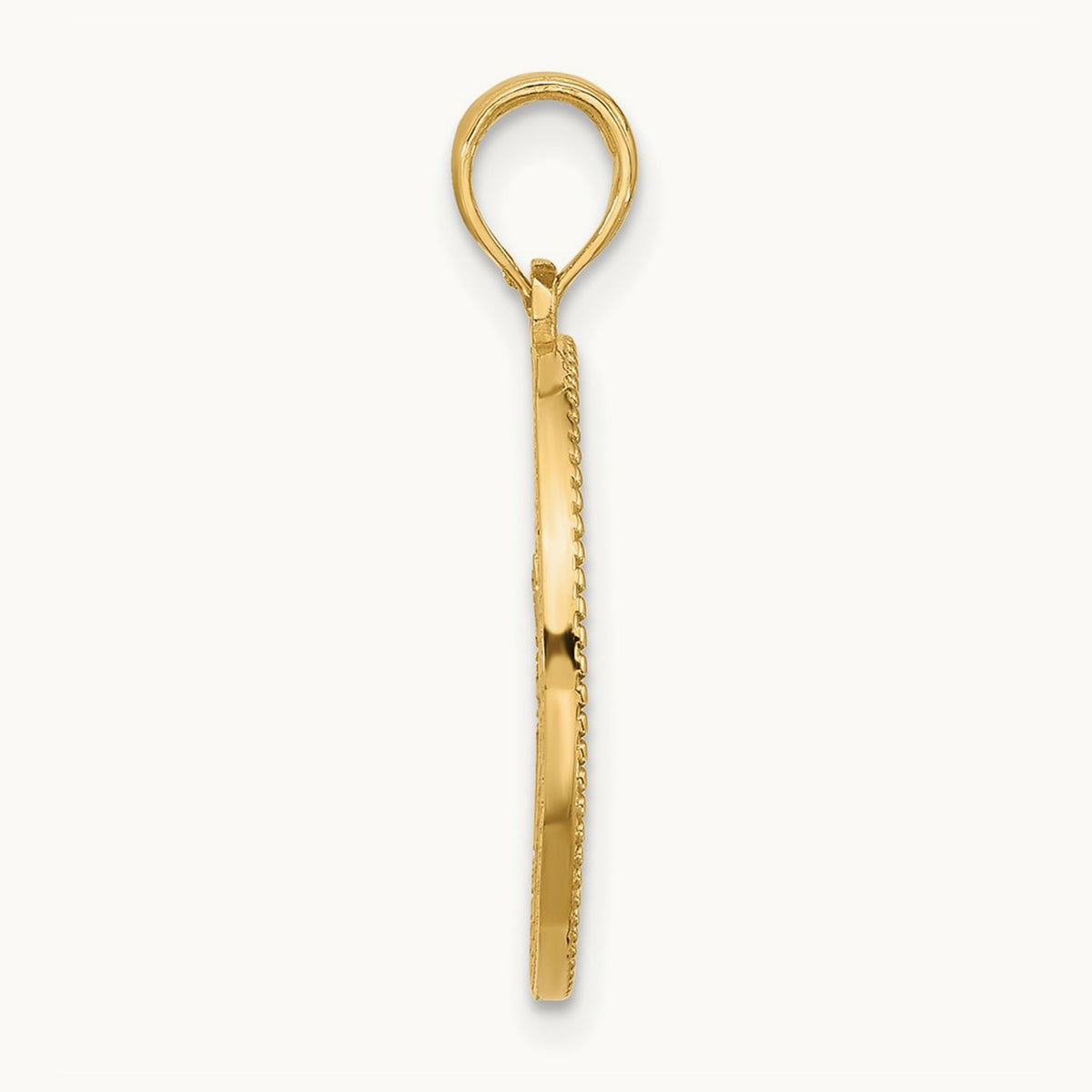 Polished Circle with Tree Charm, 14K