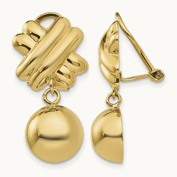 Non-pierced Fancy Ball Earrings, 14K