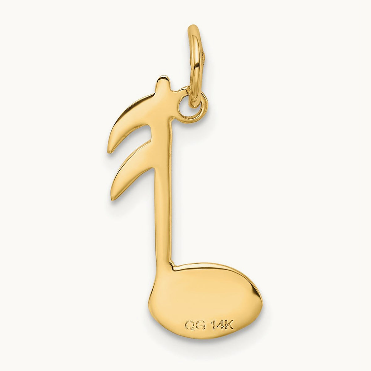 Polished Flat-Backed Musical Note Charm — 14K Yellow Gold