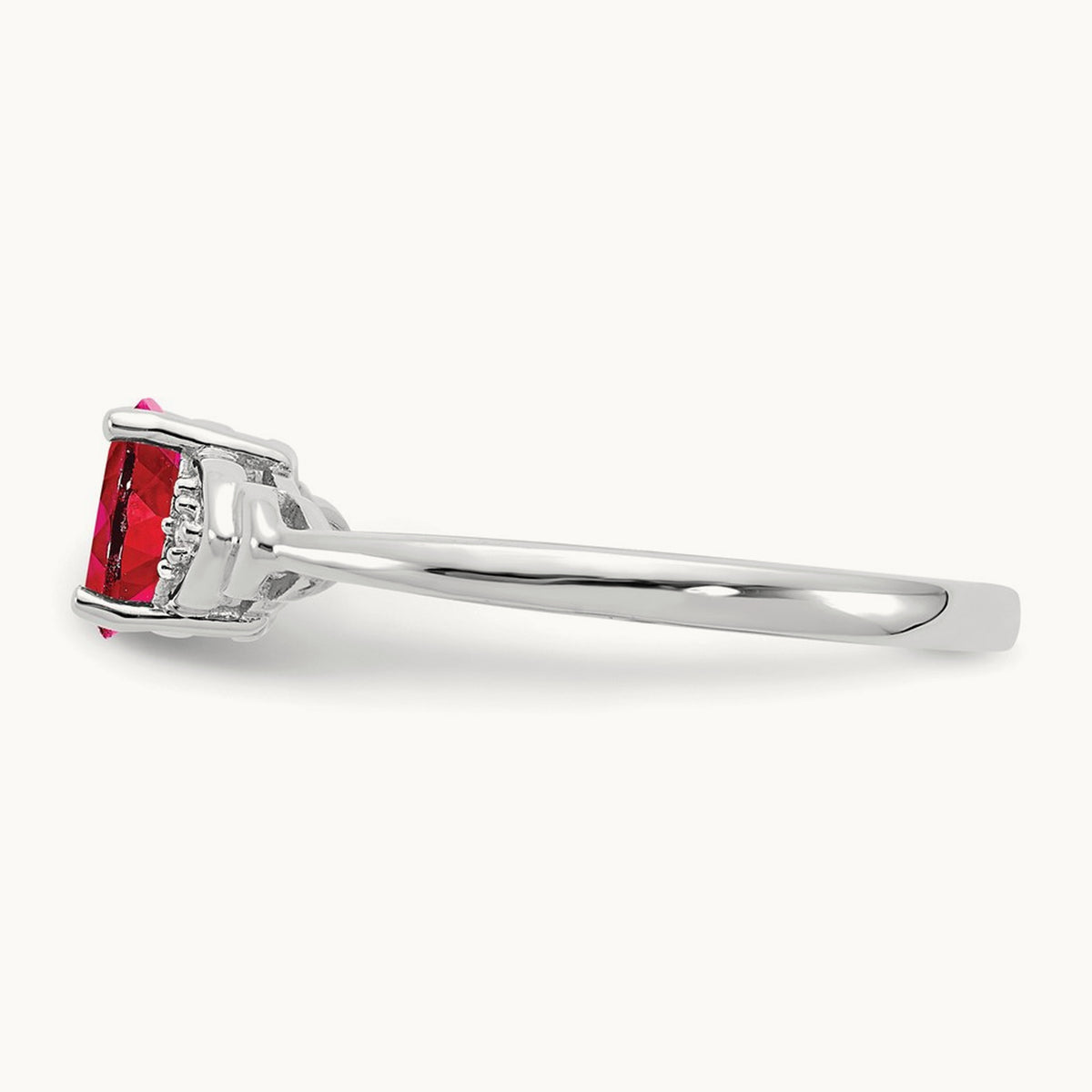 Ruby and Diamond Ring — 14K White Gold, 7