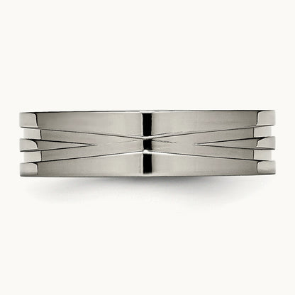 Polished Grooved Band, 6mm, Titanium