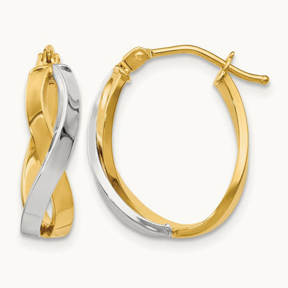 Polished Bypass Hoop Earrings, 14K with Rhodium — Leslie's