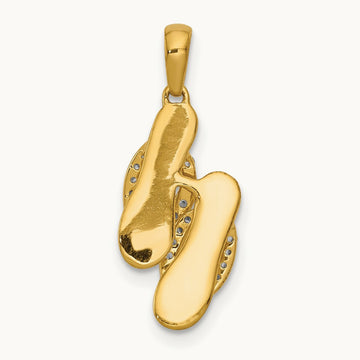 Diamond Flip Flops Charm, 14K with Rhodium