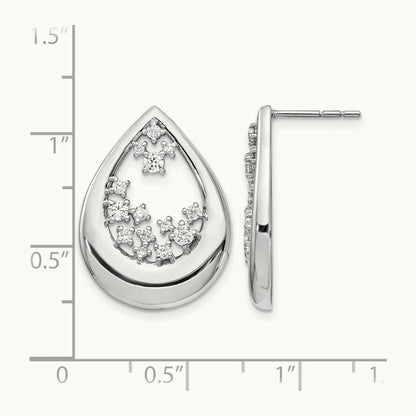 Diamond Post Earrings, 14K White Gold