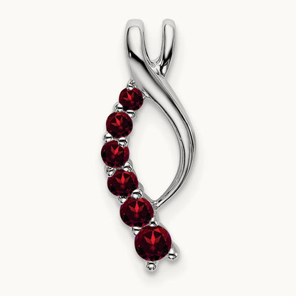 Garnet Journey Chain Slide, 14K White Gold