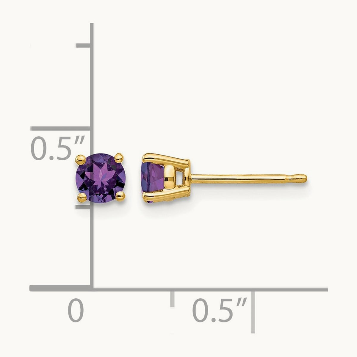 Amethyst Earrings, 4mm, 14K