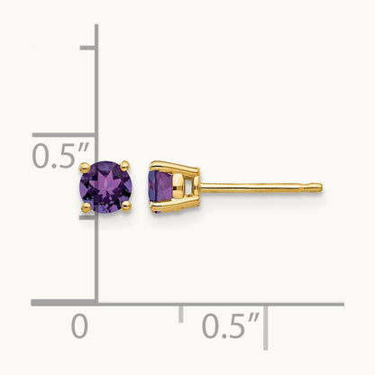 Amethyst Earrings, 4mm, 14K