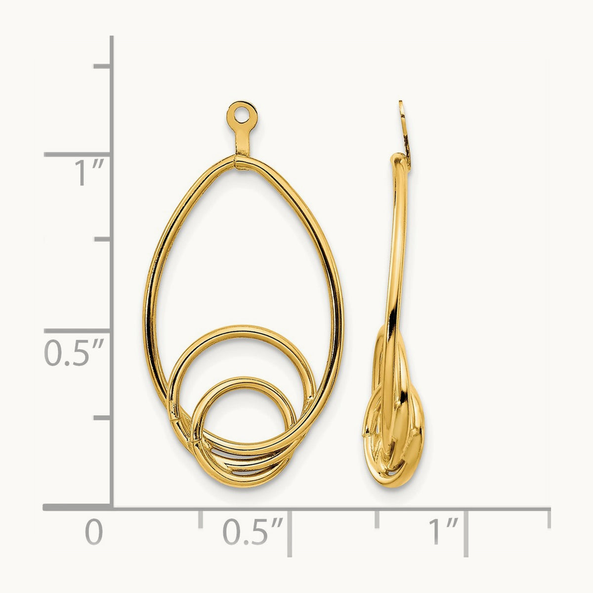Polished Fancy Teardrop Earring Jackets, 14K