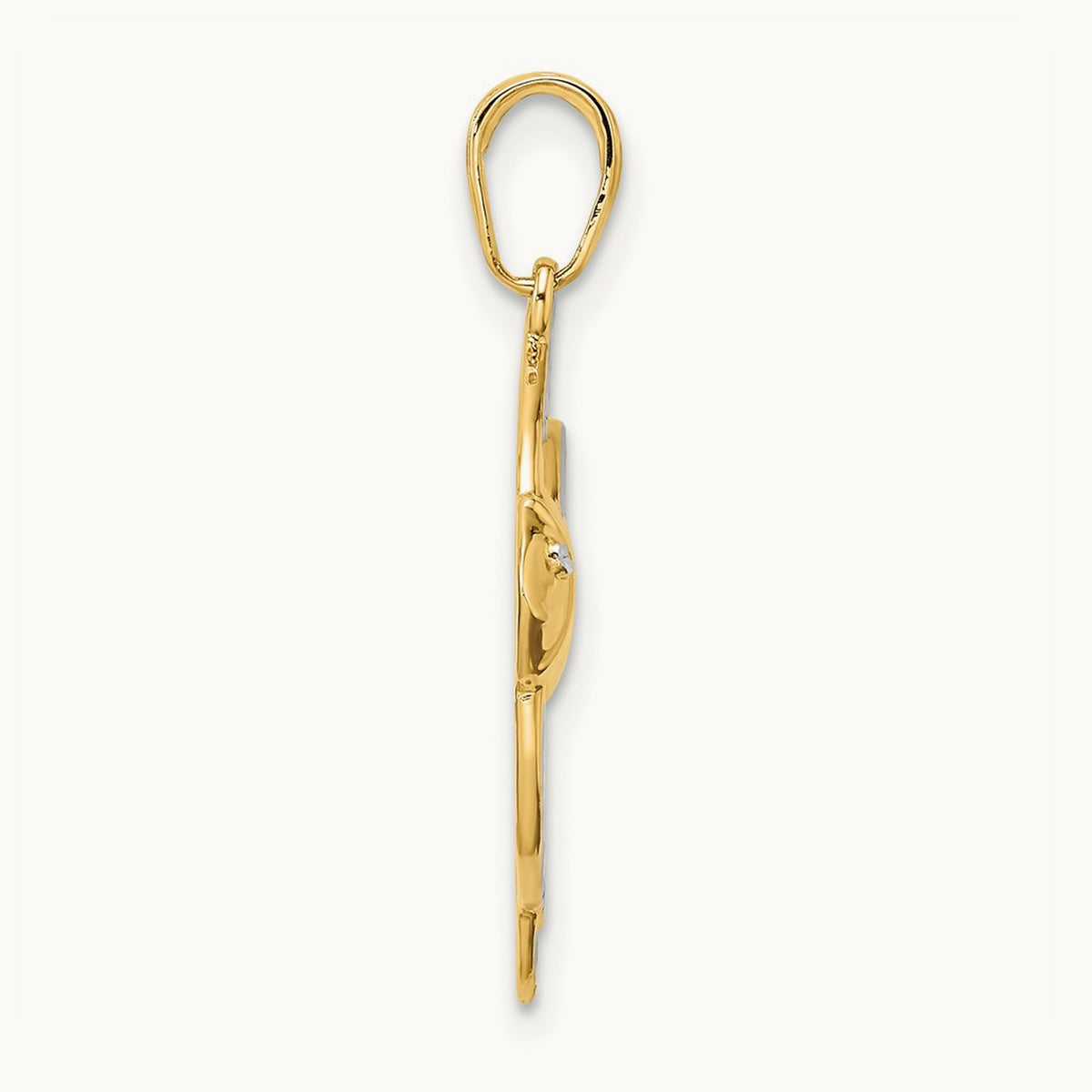 D/C Angel Fish Pendant, 14K with White Rhodium