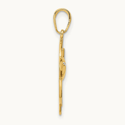 D/C Angel Fish Pendant, 14K with White Rhodium