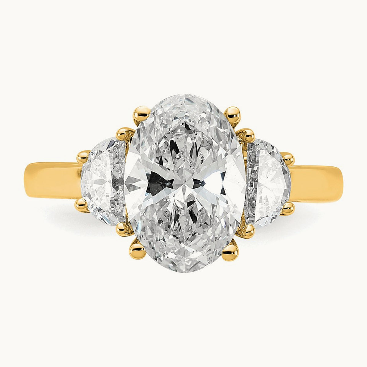 Half Moon and Oval Semi-Mount Engagement Ring, 0.50-1.00 ct tw Lab-Grown Diamond — 5/8 ct, 14K Yellow Gold
