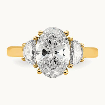 Half Moon and Oval Semi-Mount Engagement Ring, 0.50-1.00 ct tw Lab-Grown Diamond — 5/8 ct, 14K Yellow Gold