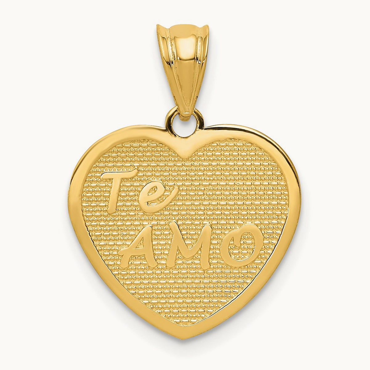 Polished Te Amo Heart Pendant, 14K