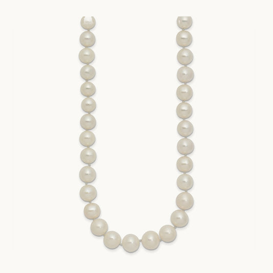 7.5- White Freshwater Cultured Pearl Graduated Necklace, 9mm, 14K