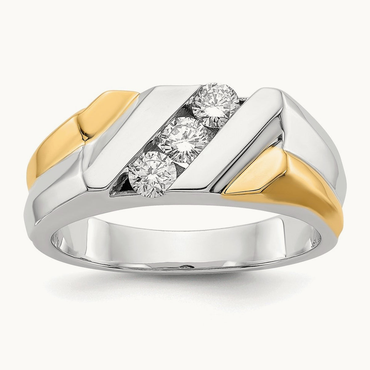Diamond Mens Ring, 14K Two-tone Gold