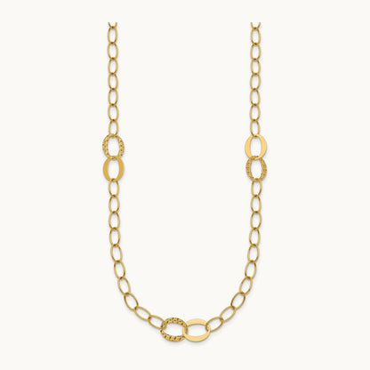 Polished and Diamond-cut Fancy Open Link 16.75in Necklace, 14K