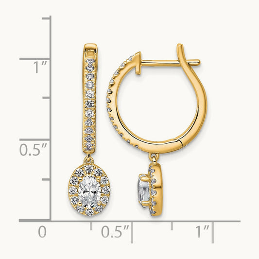 Dangle Hoop Earrings, 1.00 ct tw Lab-Grown Diamond — 14K Yellow Gold