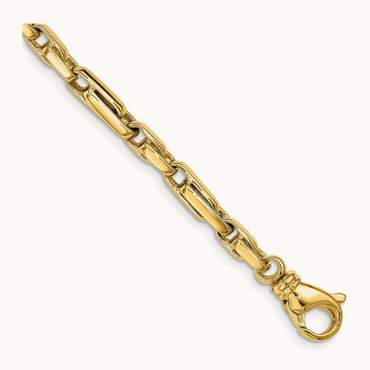 Hand-polished Fancy Link Bracelet, 5mm, 14K