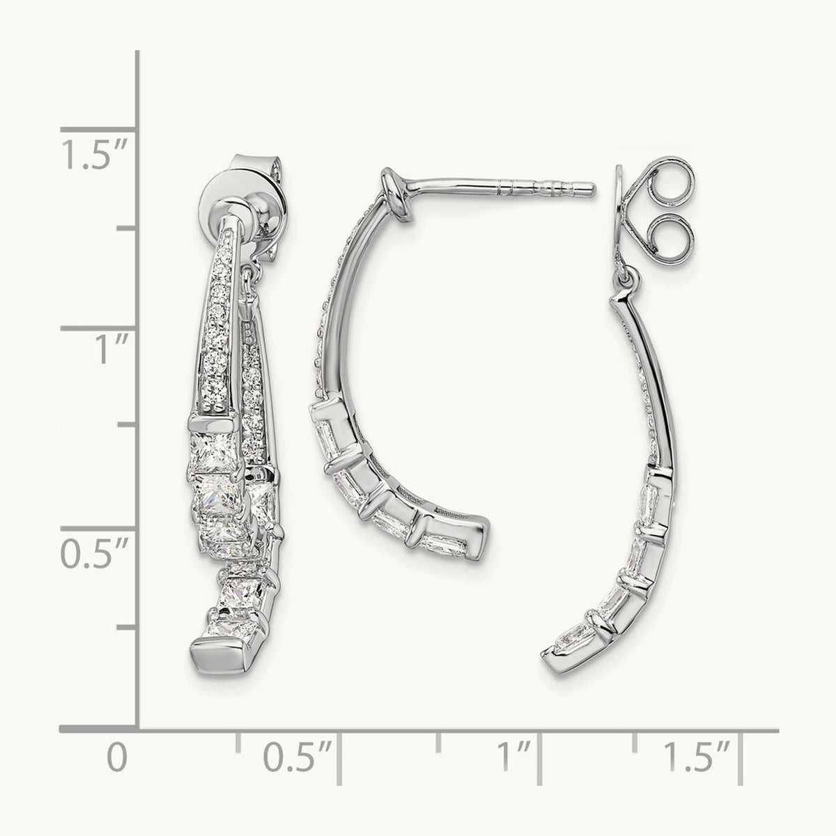 Front /Back Dangle Post Earrings, 2.50 ct tw Lab-Grown Diamond