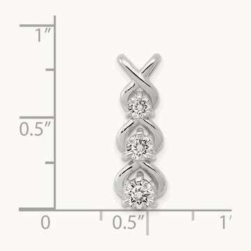 AA Diamond 3 Stone Criss-Cross Chain Slide, 14K White Gold