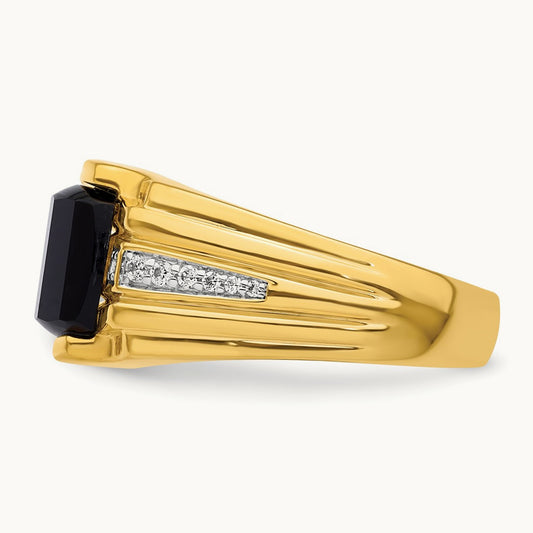 Onyx Men's Ring, 0.10 ct tw Lab-Grown Diamond