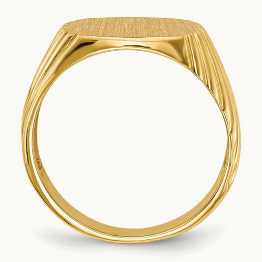 13.5x13.5 Open Back Mens Signet Ring, 14K