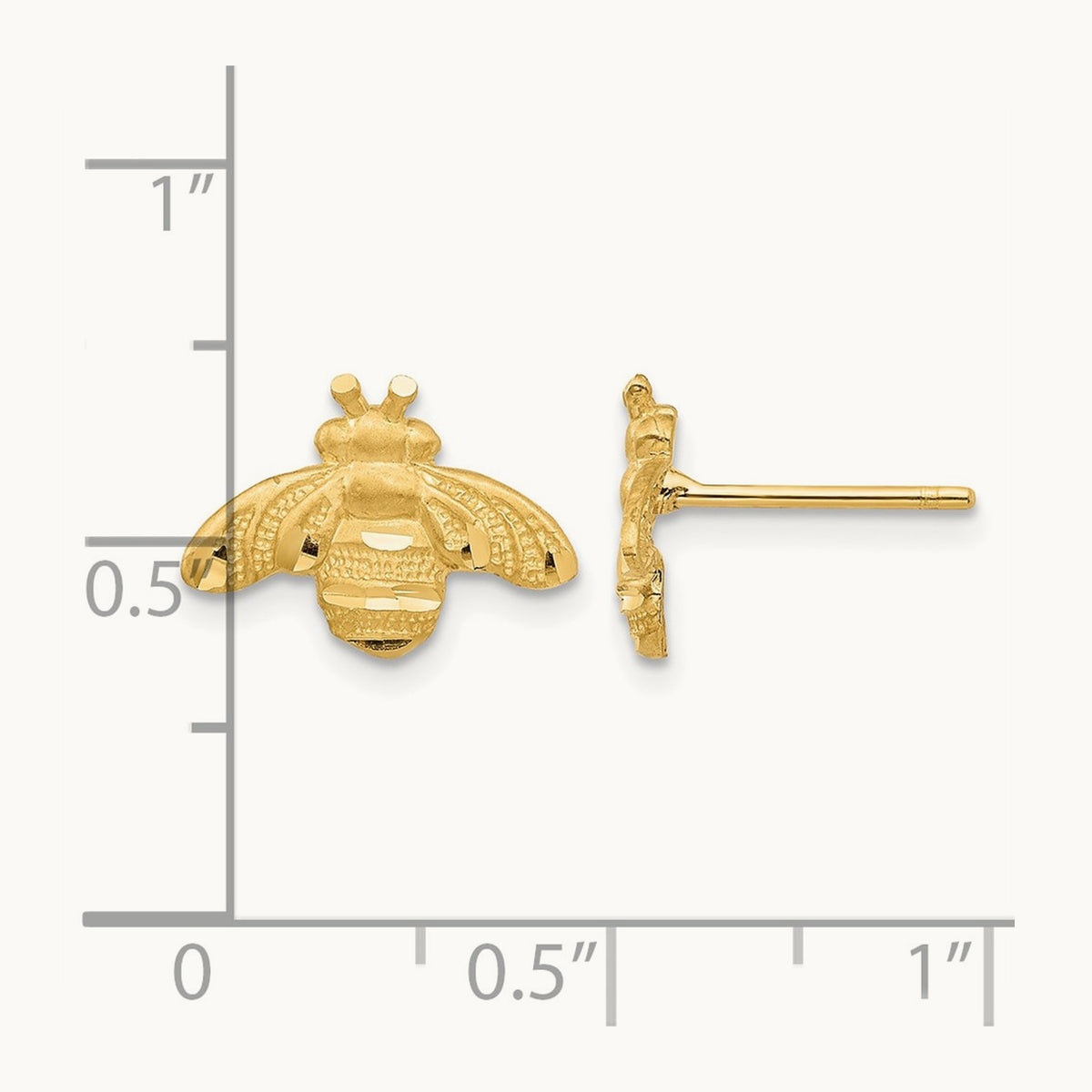 D/C Bee Post Earrings, 14K