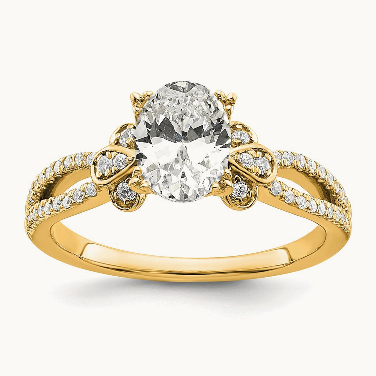 1ct Oval Split Shank Semi-Mount Eng. Dia Ring, 14K Gold