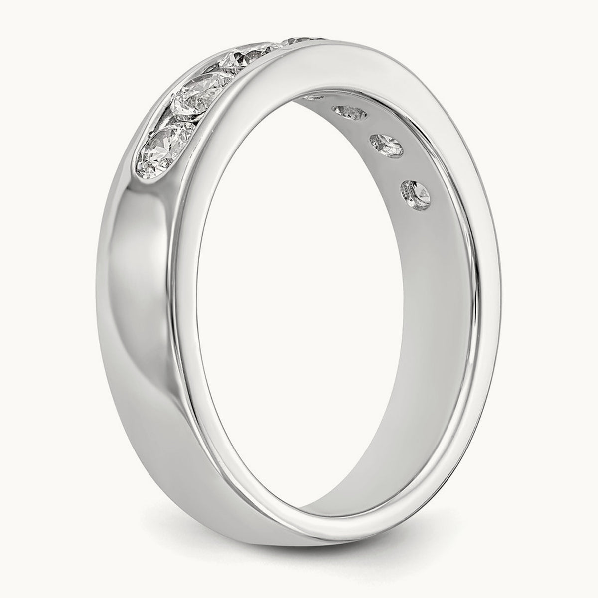 7-Stone Diamond Channel Band, 14K White Gold