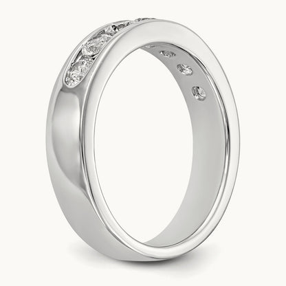 7-Stone Diamond Channel Band, 14K White Gold