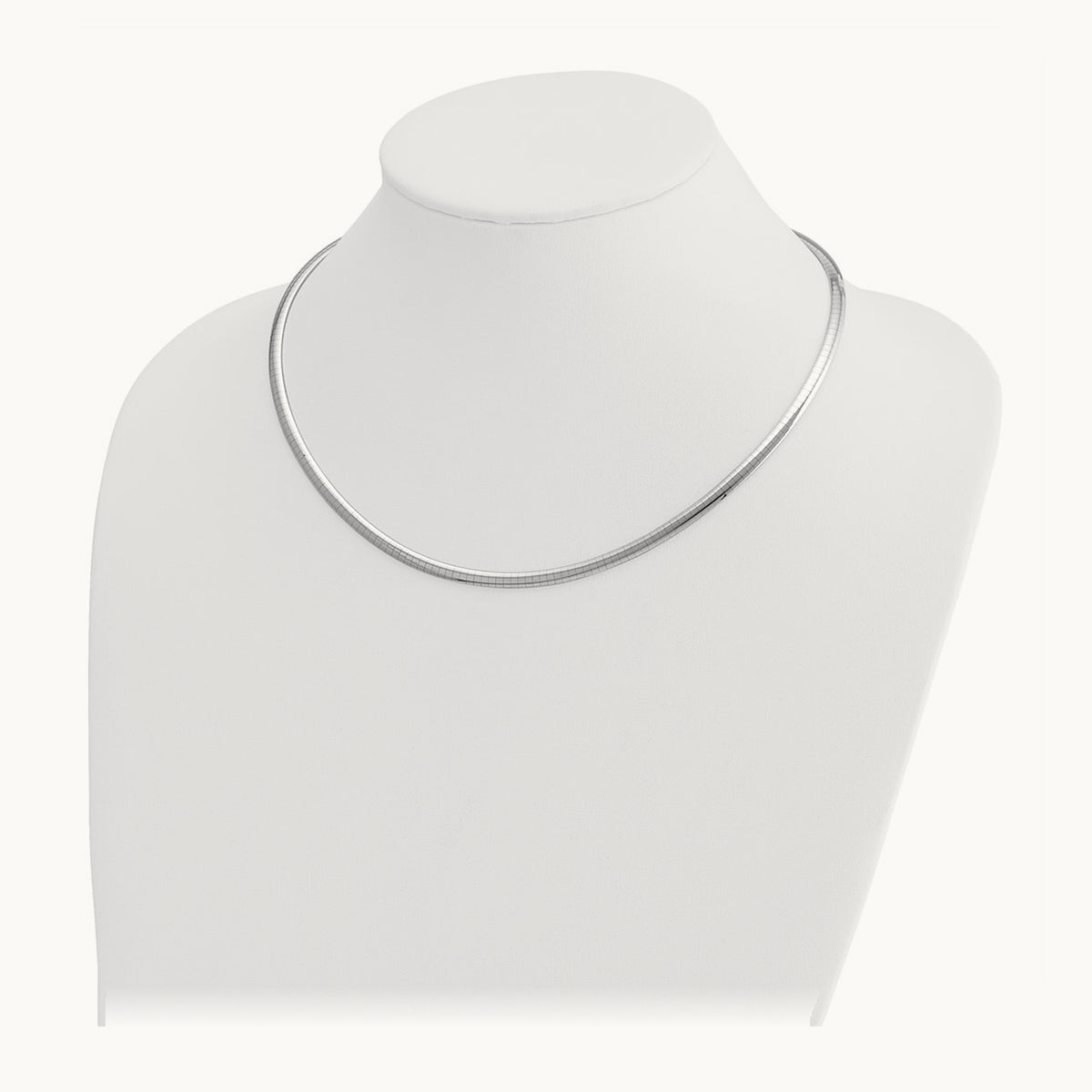 Domed Omega Necklace — 14K White Gold, 18mm, 4mm