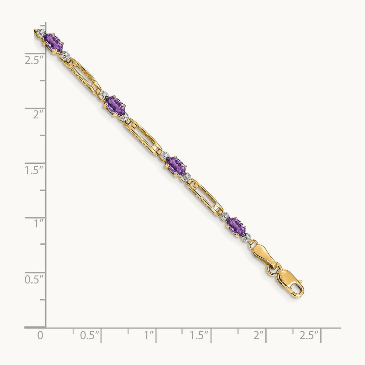 Diamond and Amethyst Bracelet — 14K Yellow Gold