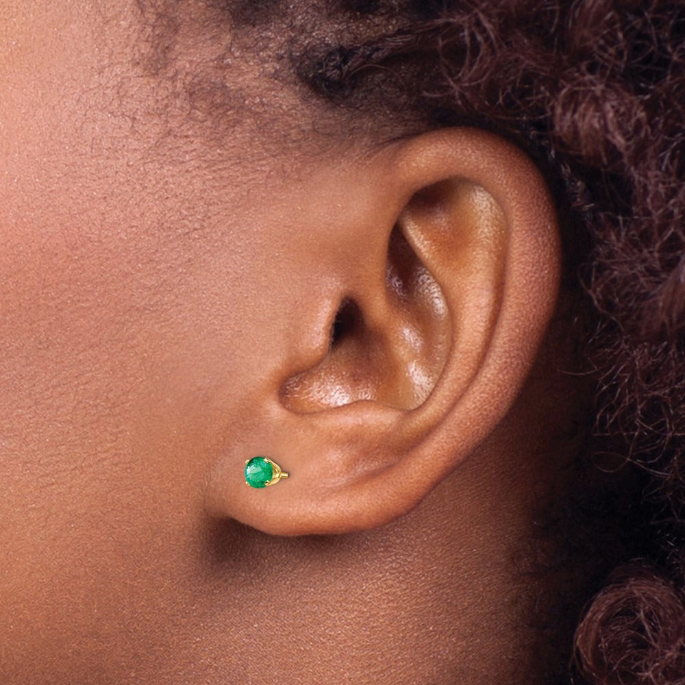 May/Emerald Post Earrings — 4mm
