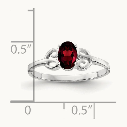6x4mm Oval Garnet ring, 14K White Gold