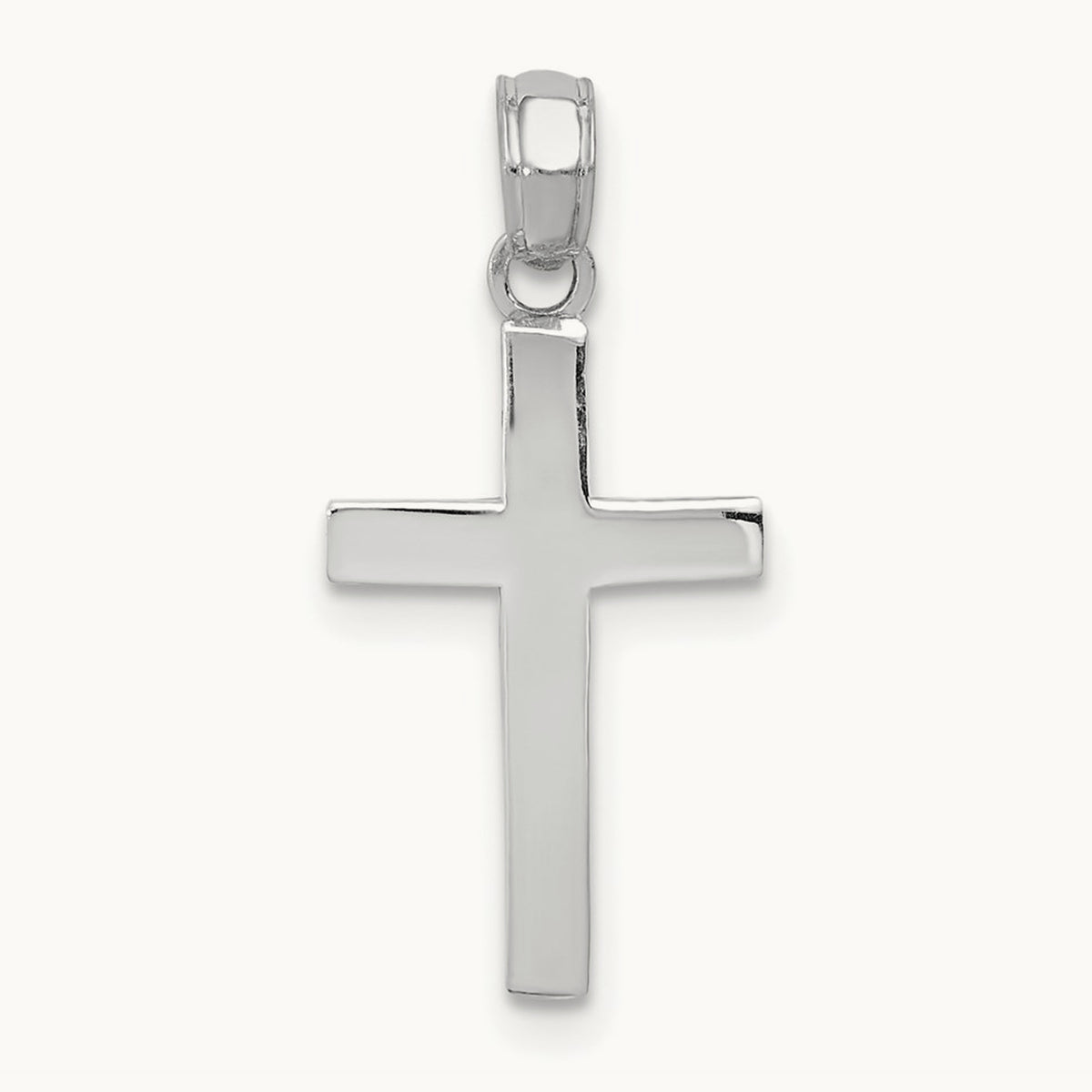 Beveled Cross Charm — 14K White Gold, 22.8mm